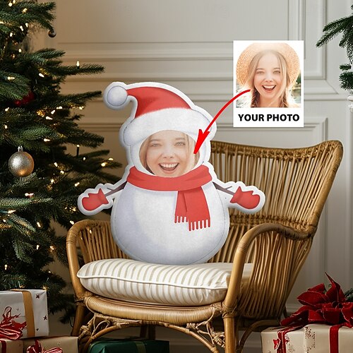  不規則なクリスマスクッション&枕パーソナライズされたギフト写真雪だるま、サンタクロース、インサート付きのさまざまなサイズのカスタムギフトのアイデア