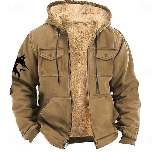 Men's Wolf Cowboy Fleece Hoodie Hoodies Hoodie Long Sleeve
