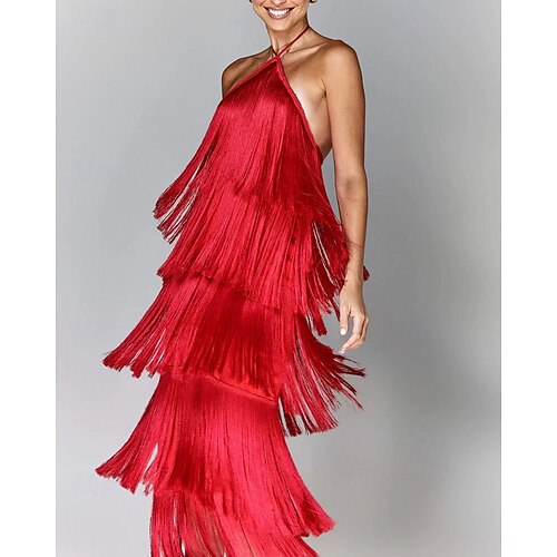 20s backless dress Roaring 20s 1920s Mini Dress Flapper Dress Sleeveless The Great Gatsby Tassel Fringe Feather Tassel Feathers V Neck Fancy Dress Women's Masquerade Evening Party Wedding speakeasy Adults Dress 2026