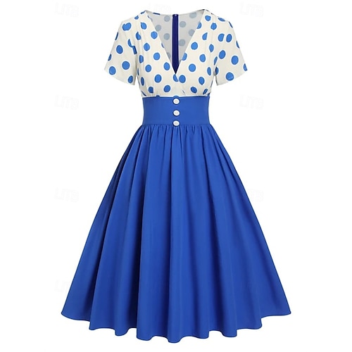 retro theme polka dot dress Amazon.com: Nihsatin Vintage 1950s Retro Rockabilly Swing Dress Polka Dots Cocktail Dress with Belt : Clothing, Shoes & Jewelry