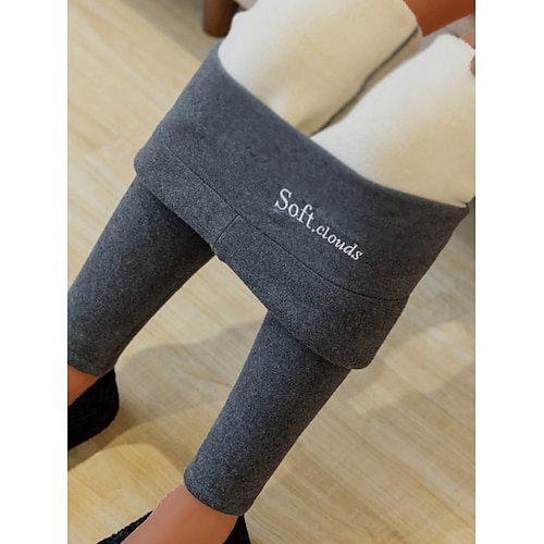  Per donna Pantaloni in Pile Collant Leggings Moda Comfort Lunghezza intera Vita Alta Tinta unica Lettera Patchwork Calore Termico Morbido Traspirante Micro-elastico All'aperto Casuale Quotidiano