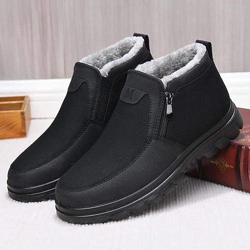 Men's Warm Winter Ankle Boots with Fleece Lining and Side Zipper   Comfortable, Non-Slip Outdoor Shoes for Cold Weather 2026 - 33.99