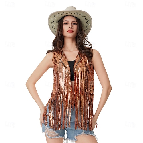 tassel disco dress Sexy Fringe Club Dance Sleeveless V-Neck Tassel Cocktail Party Dress A –  Bartolini main image 0
