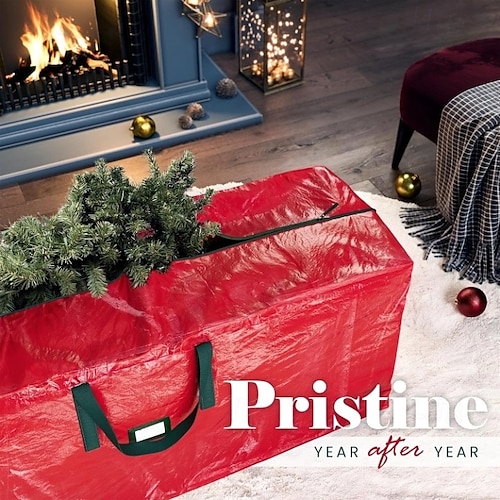  Borsa portaoggetti per albero di Natale Borsa portaoggetti per albero di Natale rossa resistente - Borse portaoggetti per albero di Natale - Borsa portaoggetti per albero di Natale contiene 7,5-9