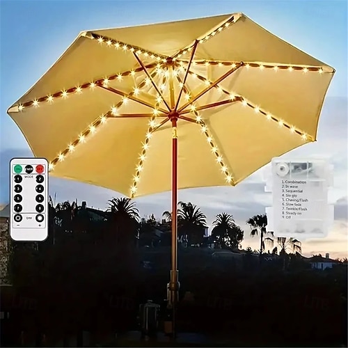 battery led patio umbrella lights Umbrella Lights Outdoor Lighting Solar String Lamp 8 Mode Battery Operated  Waterproof For Patio Courtyard Garden Decor 2026