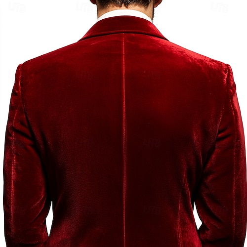  Miesten Blazer-takki Smokki Suljettava kaulus Joulu Vintage Sametti Yhtenäinen Blazer Rubiini Apila Normaali istuvuus Yksirivinen yksi nappi
