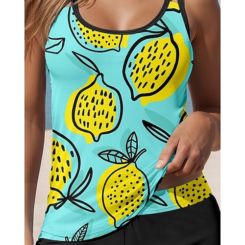  Maillots de bain femmes Tankini 2 pièces Maillot de bain Vacances Imprimé graphique Géométrique Sans manches