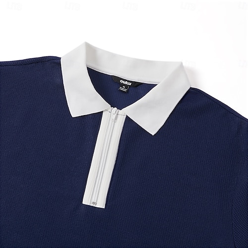  Herr Våffelpikétröjor Quarter Zip Polo Utomhus Casual Fjärdedels blixtlås Långärmad Mode Modern Ensfärgat Stickat Vår & Höst Standardpassform Marinblå Mörkgrön Orange Ljusgrå Våffelpikétröjor