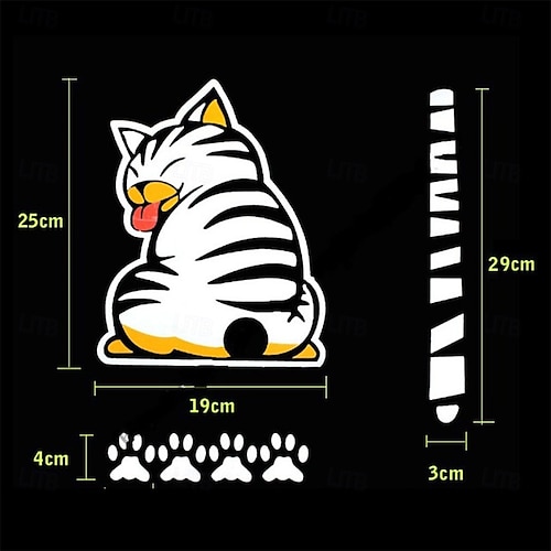  漫画猫の動くしっぽ足ステッカー窓反射シート車のデカールリアワイパー面白い外側スタイリングフロントガラス自動車車両の装飾