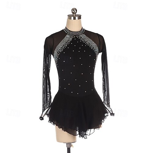 Figure Skating Dress Long-Sleeved Ice Skating Skirt leotards Spandex  Women's girl's AB rhinestones 2026 - AU $251.79