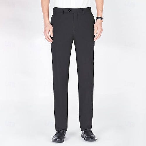  Pantalons de cérémonie pour hommes mariage affaires retour à la maison formels pantalons longs noir gris sauge bleu couleur unie micro-élastique coupe régulière 2024
