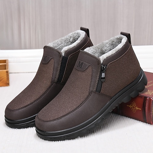 Men's Warm Winter Ankle Boots with Fleece Lining and Side Zipper   Comfortable, Non-Slip Outdoor Shoes for Cold Weather 2026 - $39.99