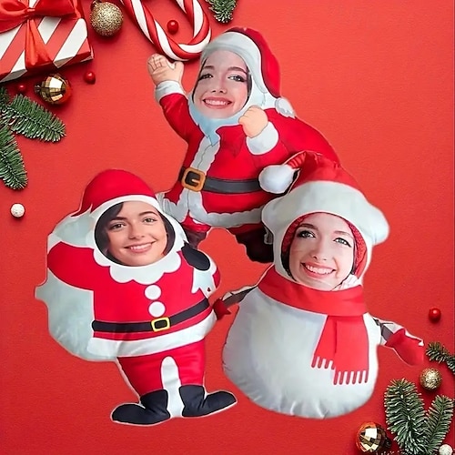  不規則なクリスマスクッション&枕パーソナライズされたギフト写真雪だるま、サンタクロース、インサート付きのさまざまなサイズのカスタムギフトのアイデア