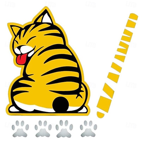  漫画猫の動くしっぽ足ステッカー窓反射シート車のデカールリアワイパー面白い外側スタイリングフロントガラス自動車車両の装飾