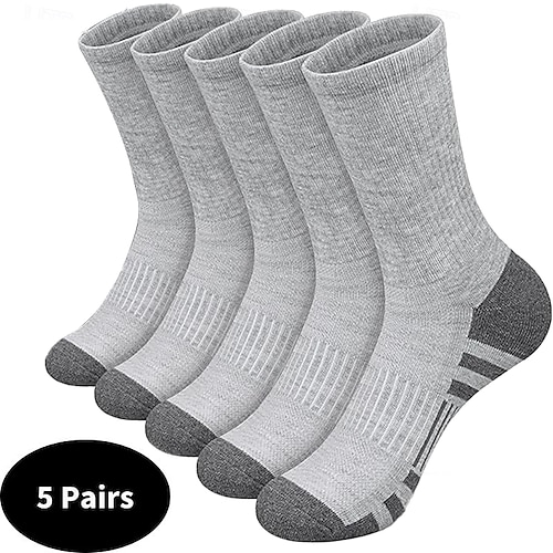 

Men's 5 Pairs Multi Packs Socks Crew Socks Running Socks Casual Socks Black White Color Color Block Solid / Plain Color Sports & Outdoor Daily Vacation Basic Medium Spring Fall Fashion Casual