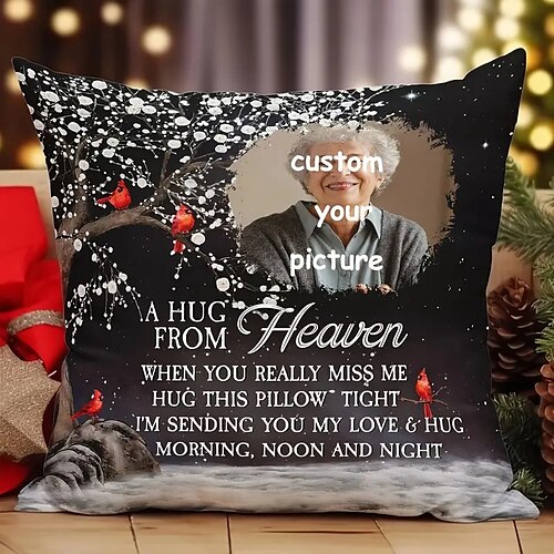 

Custom Pillow Cover Add your Image Personalized Gift Memorial Gift Photo Design Picture Pillowcase Cushion Cover 1pc Custom Made Polyester