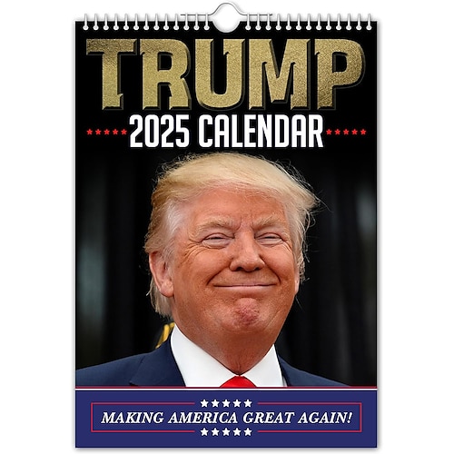 

Donald Trump 2025 Wall Calendar, Christmas Gifts for Trump Supporters,Vibrant Print, Wiro Bound, Shaded Weekends, Notes Section, Ideal for Home, Office, and School