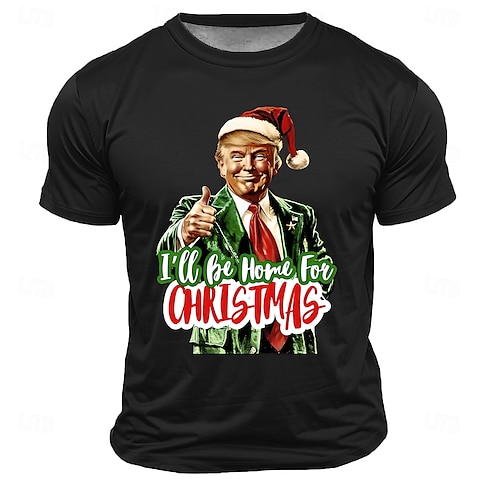 

Christmas Men's Trump Hat T shirt Short Sleeve T shirt 3D Print Crew Neck Shirt Fashion Athleisure Street Sports Outdoor Daily Green 2# Black White Summer Spring Clothing Apparel S M L XL XXL XXXL