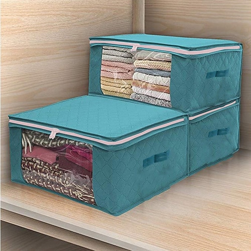 

Non Woven Dustproof Bag Folding Storage Quilt Bag Wardrobe Clothing Finishing Box Storage Bag 49X36X21cm