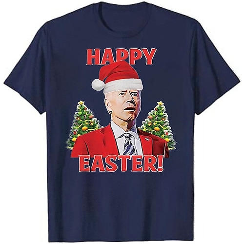 

Christmas Men's Funny Hat funny christmas T shirt Cotton Blend Short Sleeve Graphic Shirt Black Red Dark Blue Comfortable Tee Sports Outdoor Holiday Fashion Designer Clothing