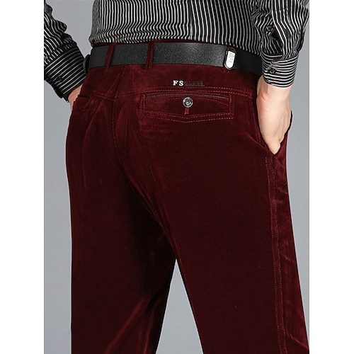 

Men's Dress Pants Corduroy Pants Winter Pants Trousers Slacks Pocket Plain Comfort Breathable Outdoor Daily Going out Fashion Casual Black Wine