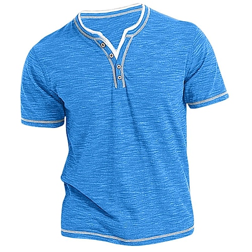 

Men's T shirt Tee Henley Shirt Tee Top Plain Henley Street Vacation Short Sleeves Clothing Apparel Fashion Designer Basic