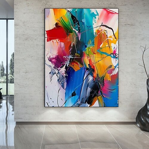 2025年 手作りの油絵キャンバス壁アートの装飾抽象的なナイフの絵海の