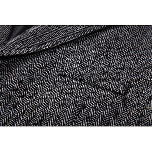  Chaleco de Hombre de Tweed Herringbone Marrón Gris Ajuste Estándar Con Muesca de Cinco Botones