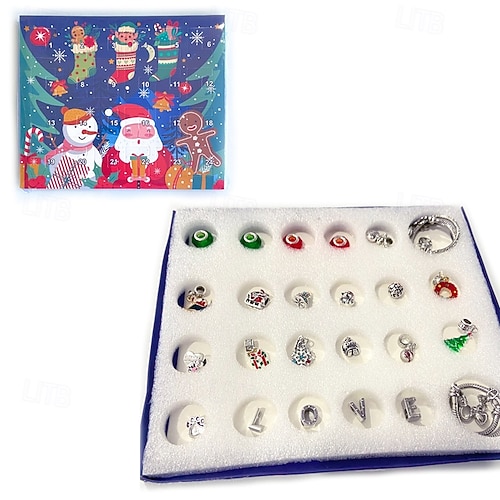  Χριστουγεννιάτικα Βραχιόλια Ημερολογίου Advent 2025 για Κορίτσια 24 Ημέρες Αντίστροφης Μέτρησης Χριστουγέννων DIY Σύνολο Κατασκευής Κοσμημάτων Δώρο 22 Χάντρες Γοητείας 2 Βραχιόλια για Παιδιά Έφηβες