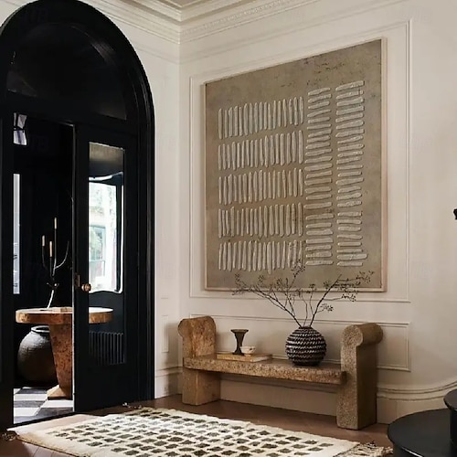  große abstrakte Leinwandkunst, graues minimalistisches abstraktes Gemälde, nordisches abstraktes Gemälde, abstraktes Gemälde fürs Wohnzimmer, abstrakte Wandkunst im Boho-Stil