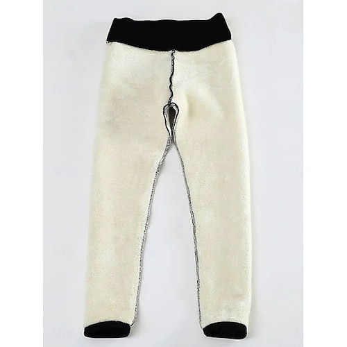  Per donna Leggings Fodera in pile accogliente Moda Comfort Lunghezza intera Vita Alta Tinta unica Lettera Patchwork Calore Termico Morbido Traspirante Micro-elastico All'aperto Casuale Quotidiano