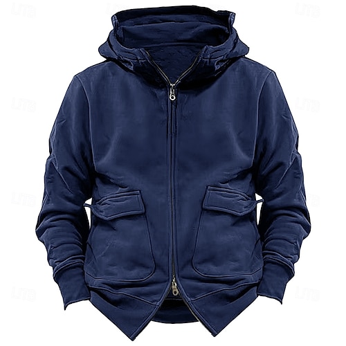  Per uomo Felpa con cappuccio Felpa con cappuccio tattica Nero Blu marino Cachi Grigio scuro Con cappuccio Liscio Sportivo Sport Abbigliamento di strada non-stampa Originale Essenziale Informale
