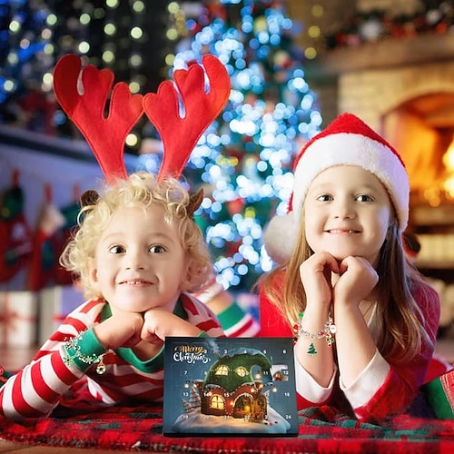  Χριστουγεννιάτικα Βραχιόλια Ημερολογίου Advent 2025 για Κορίτσια 24 Ημέρες Αντίστροφης Μέτρησης Χριστουγέννων DIY Σύνολο Κατασκευής Κοσμημάτων Δώρο 22 Χάντρες Γοητείας 2 Βραχιόλια για Παιδιά Έφηβες