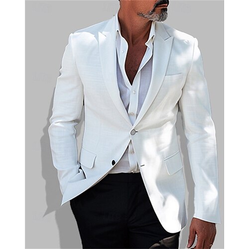 Men's Graduation Blazer Business Cocktail Party Wedding Party Fashion Casual Spring & Fall Polyester Solid Color Pocket Buttons Comfortable Single Breasted Blazer White 2026 - $60.99 Men's Graduation Blazer Business Cocktail Party Wedding Party Fashion Casual Spring & Fall Polyester Solid Color Pocket Buttons Comfortable Single Breasted Blazer White 2026 - $60.99