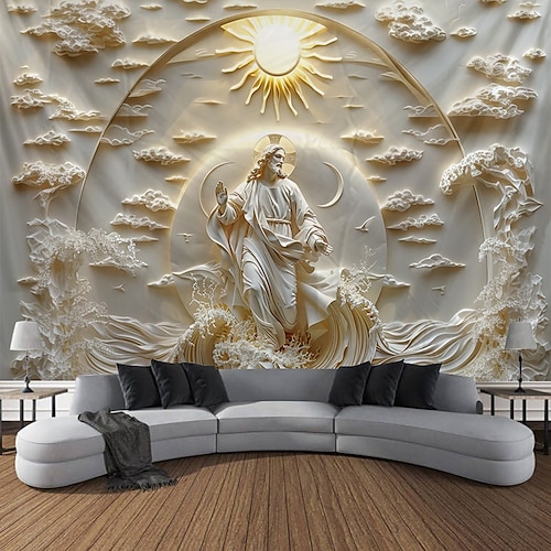  Jesus Hängande Gobeläng Optisk Illusion Väggkonst Stor Gobeläng Mur Dekor Fotografisk Fond Blanket Gardin Hem Sovrum Vardagsrumsdekoration