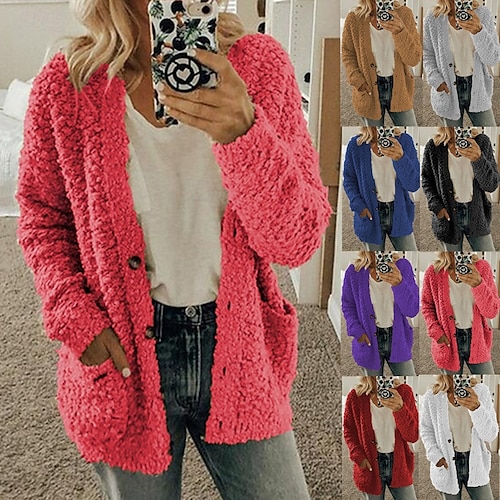 Per donna Cardigan Maglione Moda Informale Morbido Tinta unica Maillard A coste A cappuccio Tasche Manica lunga Maglia Interni Giornaliero Per eventi Nero Bianco Autunno Inverno