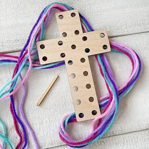  cruzes de páscoa - kit completo de artesanato com fios para presente de páscoa, kit de artesanato de cruzes de páscoa para decoração de páscoa, para cestas de páscoa, escola dominical, família,