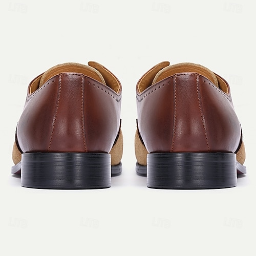  Oxford-Schuhe für Herren aus hochwertigem Rindsleder und Wildleder mit Flügelkappe, Schnürschuh-Design im Brogue-Stil, stilvolle formelle Schuhe für Business, Hochzeiten und besondere Anlässe