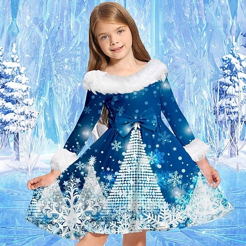 Kids Girls' Dress Snowflake Dress Snowflake Long Sleeve Party Casual Fur  Trim Crewneck Adorable Daily Polyester Above Knee Casual Dress Swing Dress A Kids Girls' Dress Snowflake Dress Snowflake Long Sleeve Party Casual Fur  Trim Crewneck Adorable Daily Polyester Above Knee Casual Dress Swing Dress  A Line Dress Fall Winter 2-13 Years Multicolor 2025 - €17.99