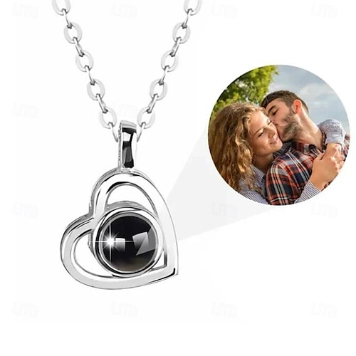  Collar de medallón en forma de corazón personalizado mejor regalo para mamá con dos fotos recuerdo de boda para esposa novia o joyería de aniversario