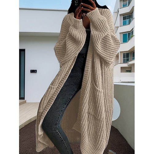 Damen Pullover Strickjacke Brautkleider schlicht Weich Einfarbig Grobstricken Öffnung vorne Knopf Strick Langarm Lange Oberteile Stricken Outdoor Täglich Wochenende Dunkelgray Beige Herbst Winter Damen Pullover Strickjacke Brautkleider schlicht Weich Einfarbig Grobstricken Öffnung vorne Knopf Strick Langarm Lange Oberteile Stricken Outdoor Täglich Wochenende Dunkelgray Beige Herbst Winter