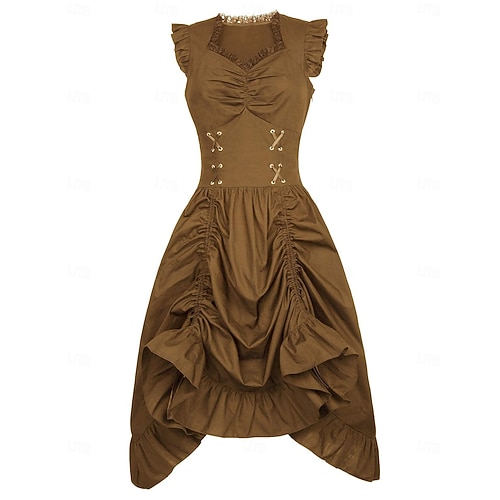 Punk & Gothic Renaissance Steampunk Dress Goth Girl Solid Color Fancy Dress  Women's Fantasy Steampunk Halloween Carnival Masquerade Casual Daily  Adults' Dress 2026 - GBP 30