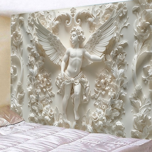  anjo pendurado tapeçaria ilusão de ótica arte de parede grande tapeçaria mural decoração fotografia pano de fundo cobertor cortina casa quarto sala de estar decoração