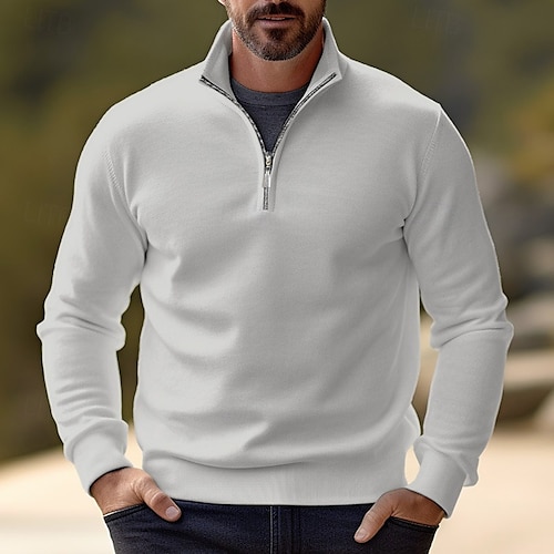 Herren Pullover Kleid Pullover Strickpullover Overall Gerippt Stricken Standard Halfzip Troyer Schmaler Schnitt Glatt Ständer Basic Moderne zeitgenössische Arbeit Freizeitskleidung Bekleidung Winter