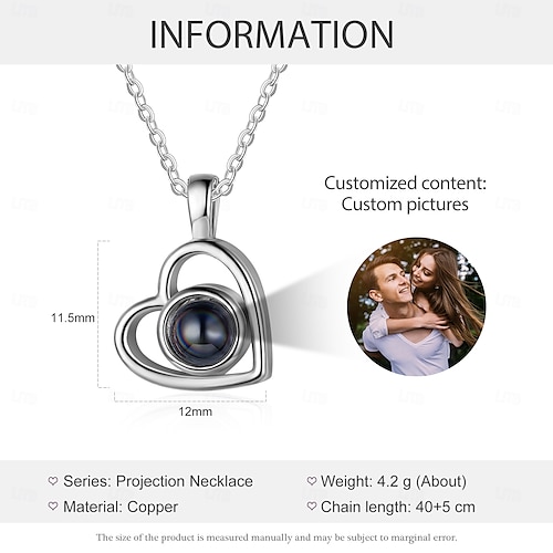  Collar de medallón en forma de corazón personalizado mejor regalo para mamá con dos fotos recuerdo de boda para esposa novia o joyería de aniversario