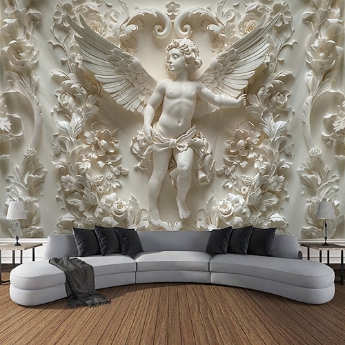  anjo pendurado tapeçaria ilusão de ótica arte de parede grande tapeçaria mural decoração fotografia pano de fundo cobertor cortina casa quarto sala de estar decoração