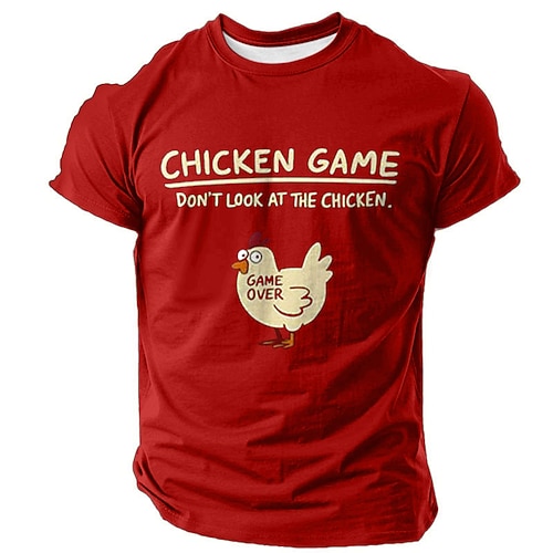 

Men's Funny Chicken T Shirt Short Sleeve T shirt 3D Print Crew Neck Shirt Fashion Daily Street Daily Lake Blue Black Red Summer Spring Clothing Apparel S M L XL XXL XXXL