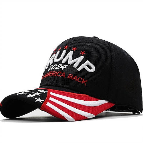 

Trump Hat Men's Baseball Cap Couple's Sun Hat Black Red National Flag Embroidered Fashion Casual Daily Adjustable Sunscreen Breathable