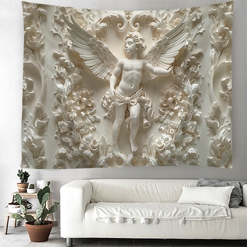  anjo pendurado tapeçaria ilusão de ótica arte de parede grande tapeçaria mural decoração fotografia pano de fundo cobertor cortina casa quarto sala de estar decoração
