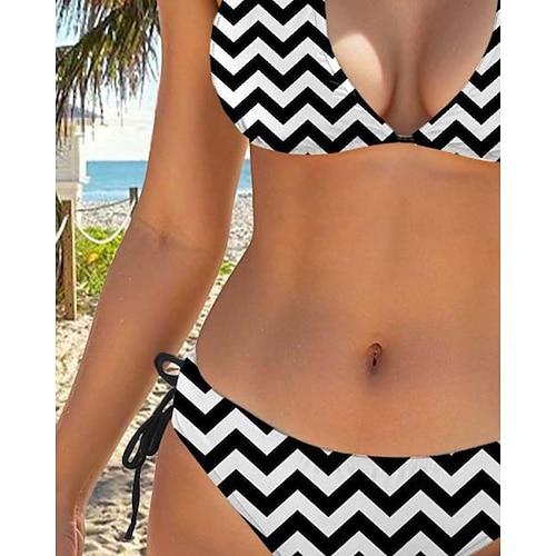  Naisen uima-asut Bikini 2 Kappaleen Kansikosketus Uima-asu Selkä Ilman Hoikka Loma Ranta-asut Geometrinen V Kaula Hihaton Uima-asu